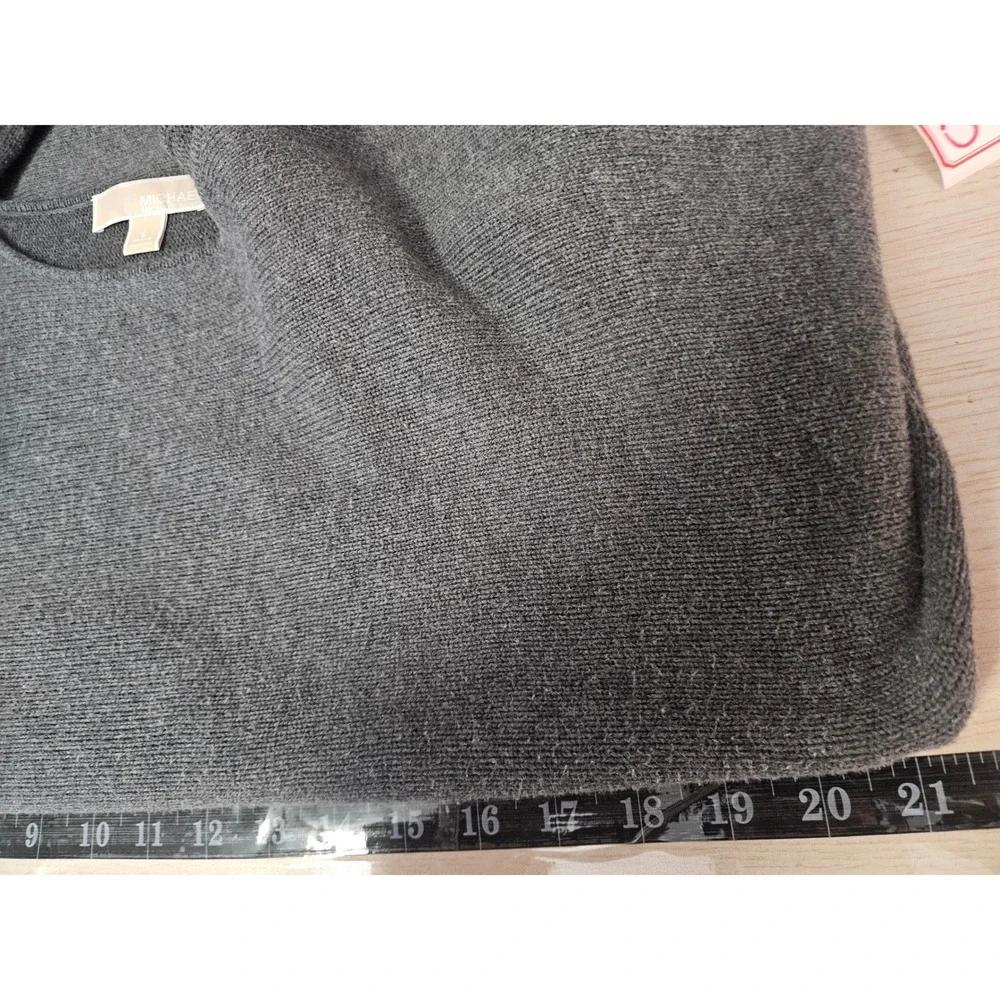 Michael Kors Sz L Gray Knit‎ Tunic Top Side Zip Boat Neck Long Sleeve #541